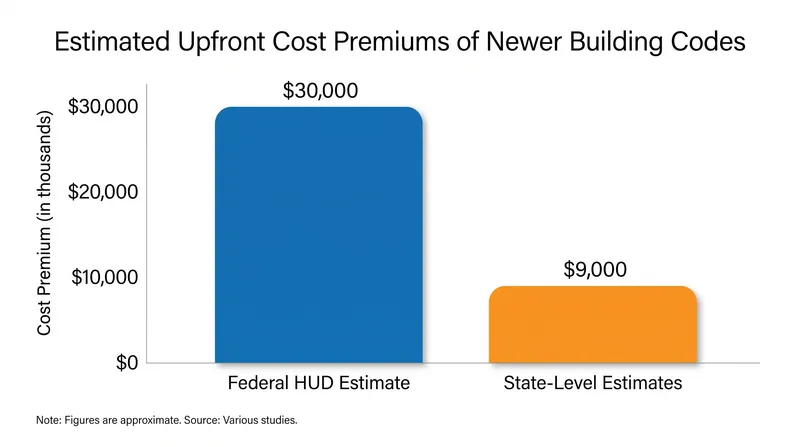 Estimates for the cost of upgrading to modern energy codes vary widely depending on the region and the baseline.