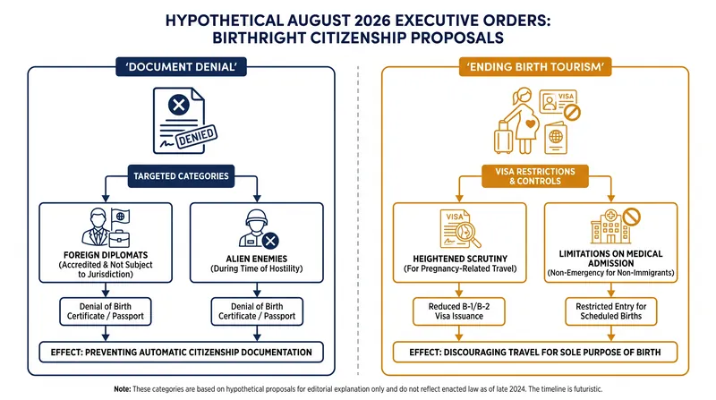 The two executive orders target specific administrative mechanisms rather than issuing a blanket denial of citizenship.