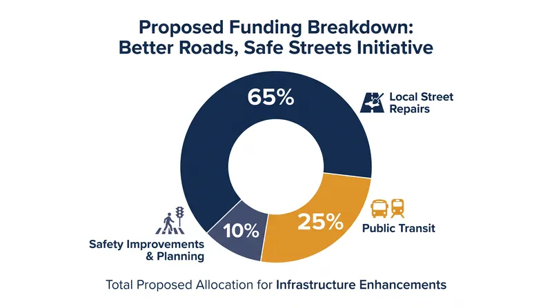 The proposed 30-year transportation tax would heavily prioritize local street repairs and public transit.