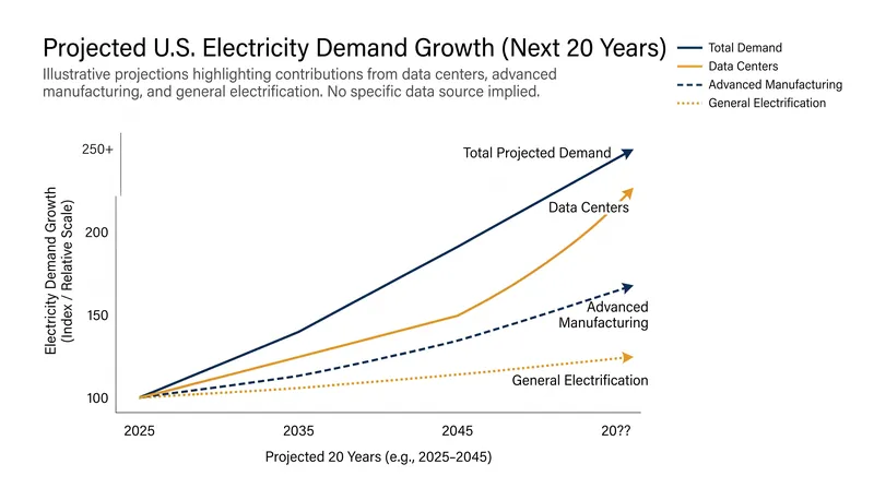 Grid planners must now account for rapid load growth driven by artificial intelligence and electrification over a two-decade horizon.