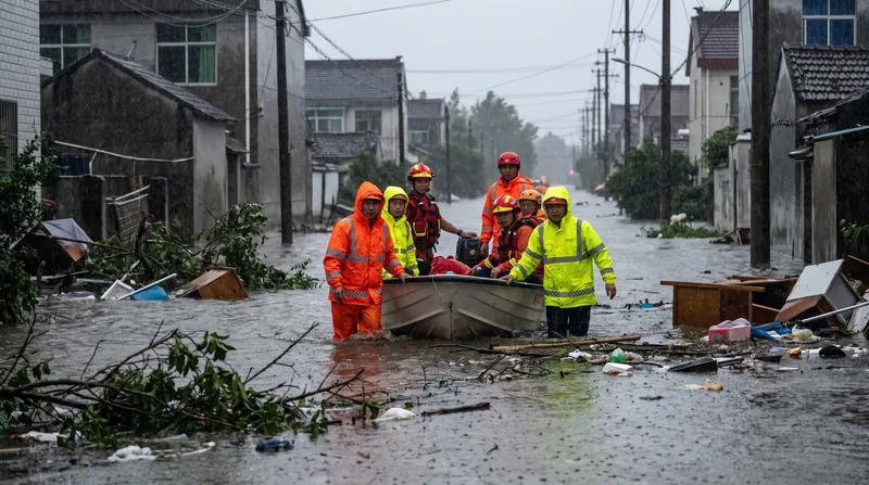 Emergency crews in Zhejiang province conducted widespread evacuations ahead of the storm's landfall.
