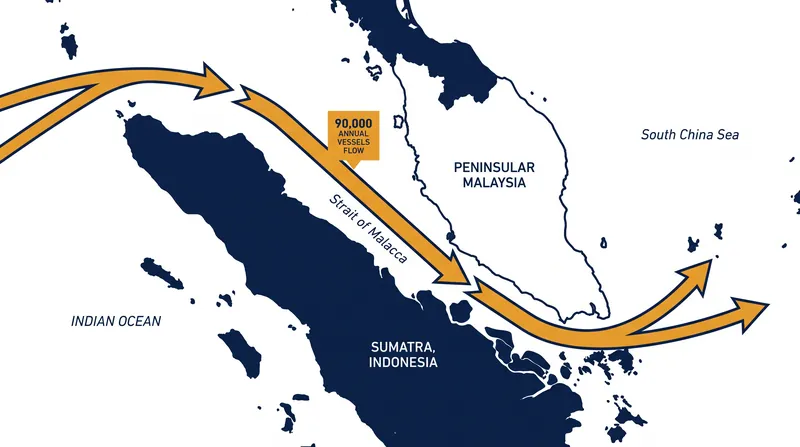The Strait of Malacca serves as the shortest maritime route between Middle Eastern energy suppliers and East Asian markets.
