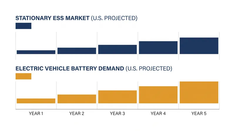 Grid-scale energy storage deployments are accelerating, providing a high-volume alternative market for gigafactories.