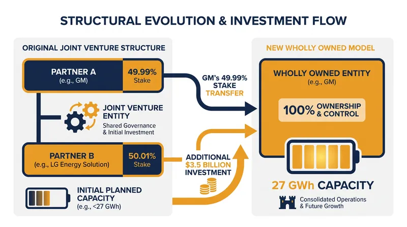 The dissolution of the SynergyCells joint venture transfers GM's 49.99 percent stake entirely to Samsung SDI.