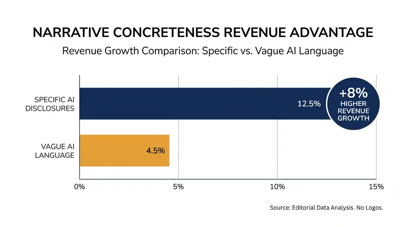 Companies that specifically detail their AI deployments in public filings see a distinct revenue advantage.