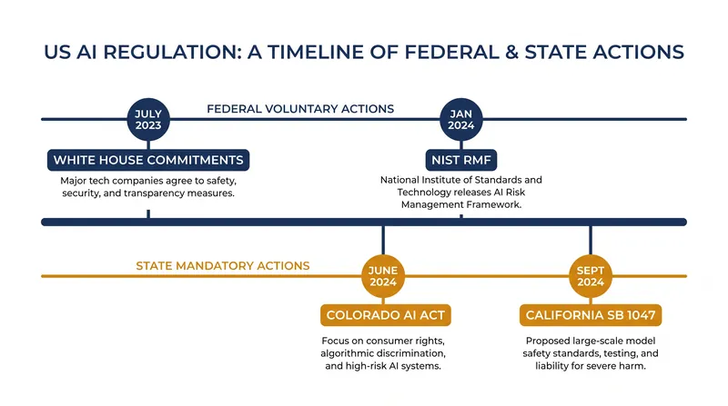 Federal voluntary frameworks versus state-level legislative mandates.
