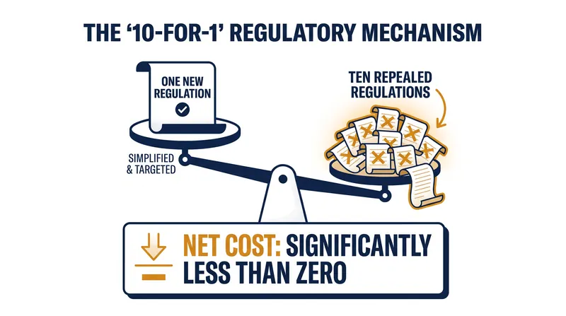 Agencies must identify ten existing regulations to repeal for every new one proposed.