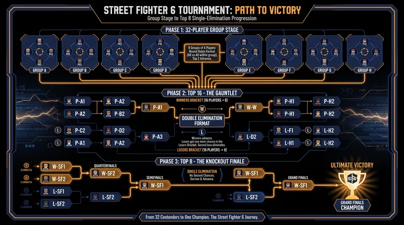 The grueling multi-stage gauntlet required to reach the Street Fighter 6 grand final.
