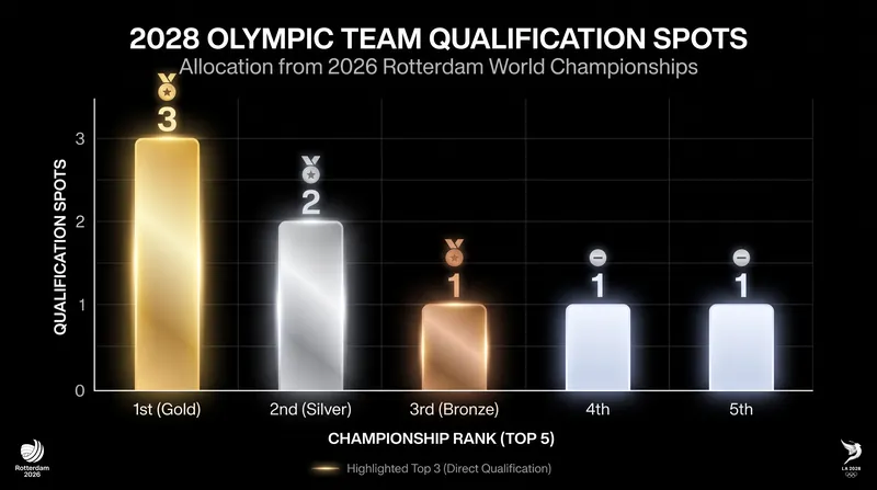 The top three nations in the men's team final will punch their tickets directly to the 2028 Los Angeles Olympics.