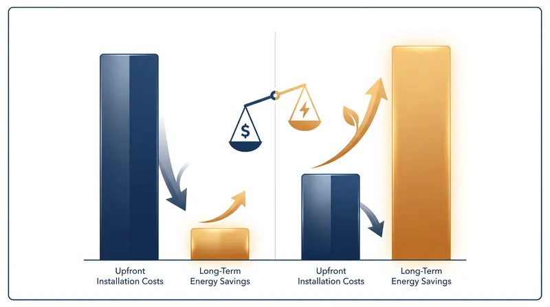 The debate centers on balancing the higher upfront capital required for high-efficiency electric upgrades against the long-term utility savings.