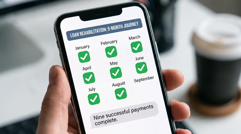 Loan rehabilitation requires nine on-time monthly payments over a 10-month period.