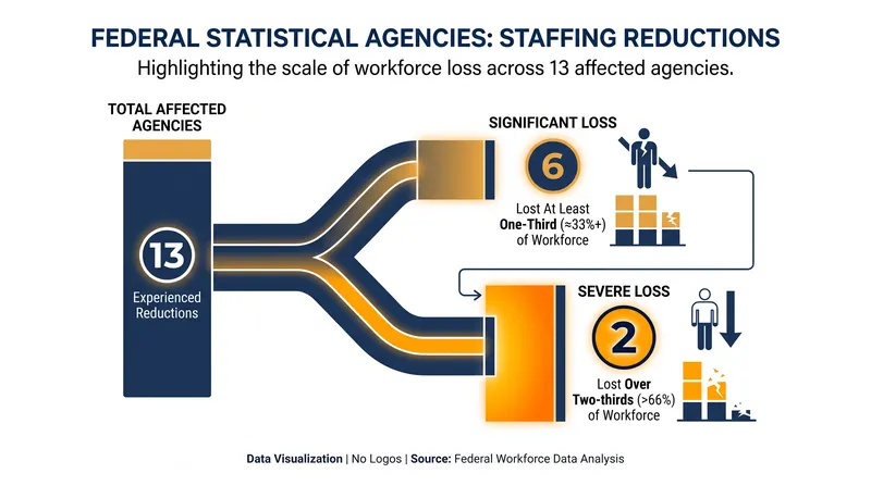 All 13 principal statistical agencies have experienced staffing reductions since January 2025.