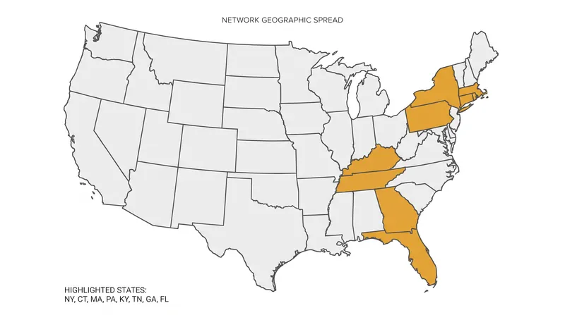 While based in New York, the network's operations spanned multiple states along the East Coast and into the South.