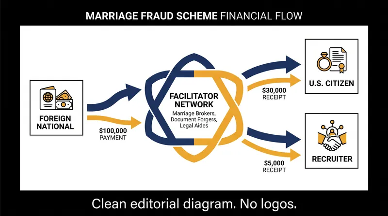 How the alleged multimillion-dollar marriage fraud network distributed funds.