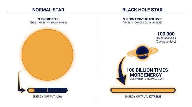 The energy output of a black hole star dwarfs that of standard stellar bodies.