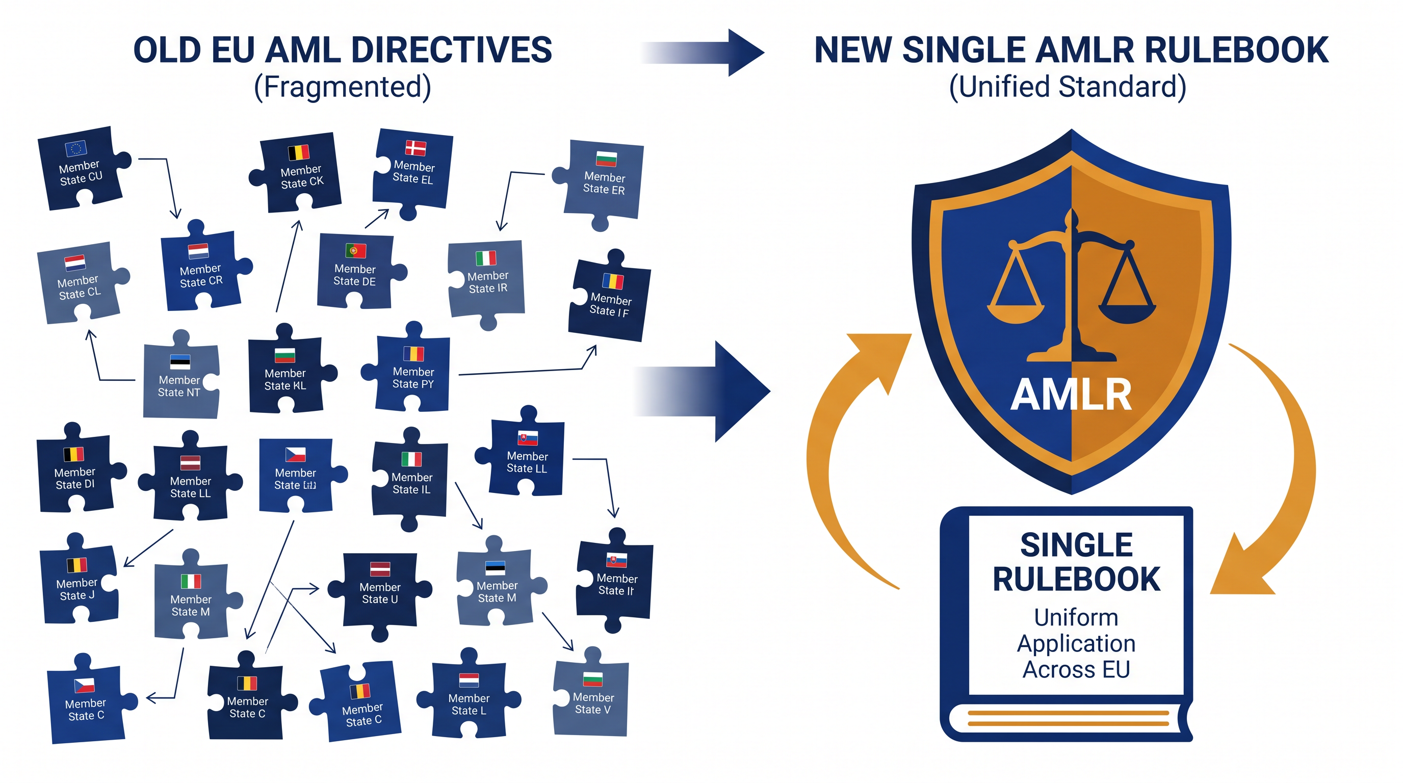 AMLR با یک کتاب قوانین واحد و مستقیماً قابل اجرا، جایگزین ۲۷ تفسیر ملی میشود.