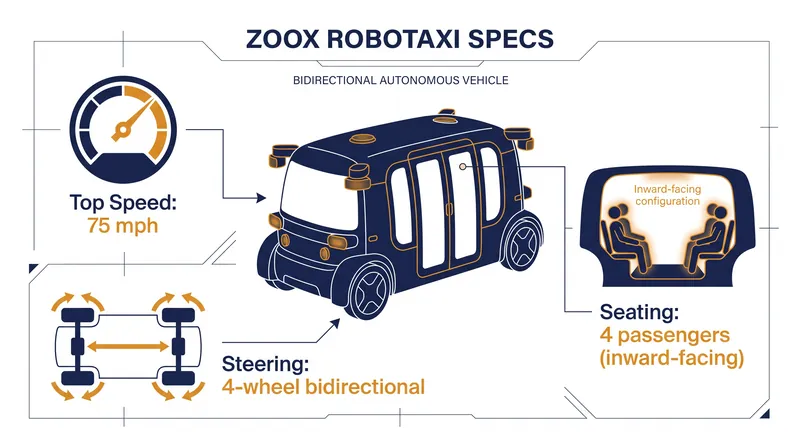 The purpose-built Zoox vehicle is designed specifically for dense urban environments.