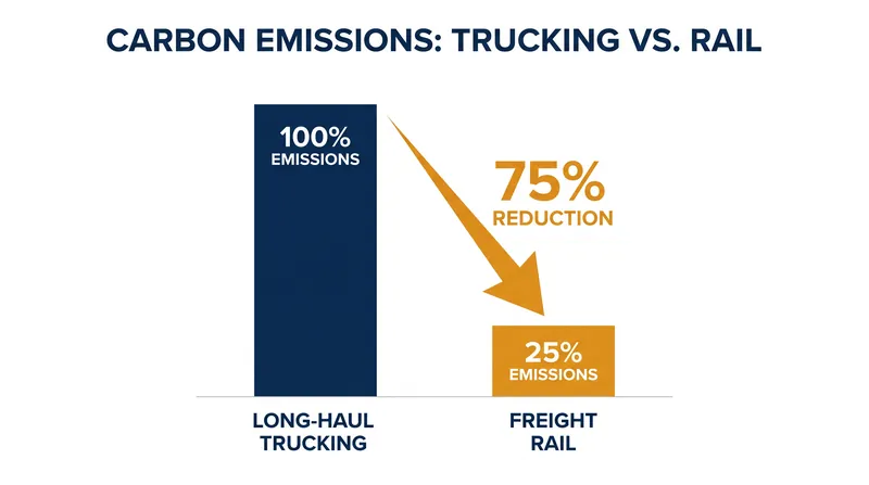 Shifting freight from highways to rail networks can reduce greenhouse gas emissions by up to 75 percent.