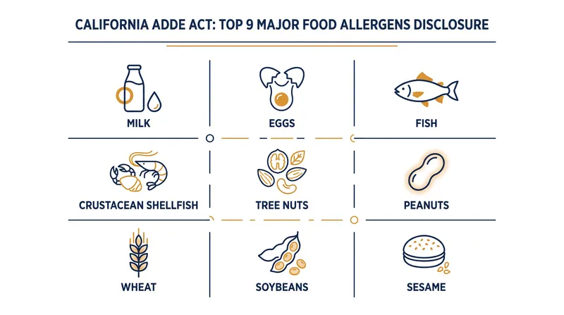 The ADDE Act requires disclosure for the nine most common food allergens recognized by federal law.