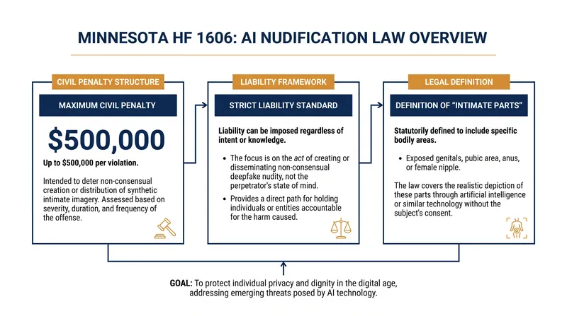 Key provisions and penalties under Minnesota's HF 1606 legislation.