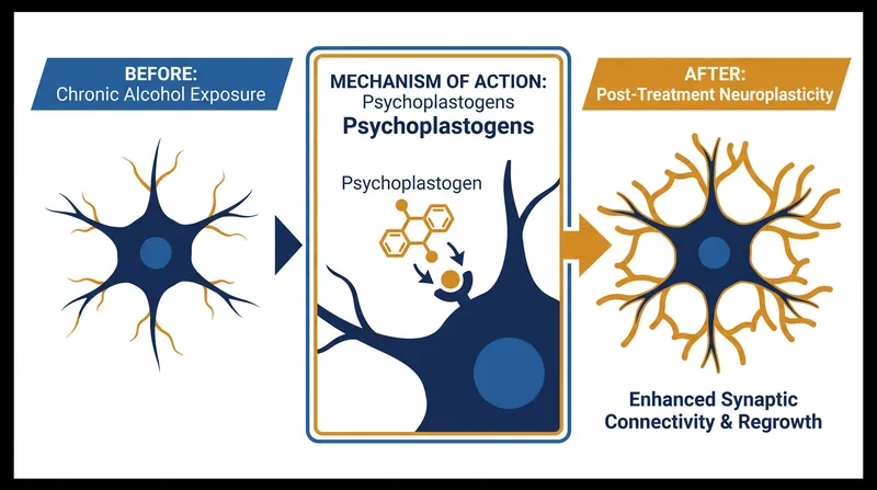 Engineered ibogaine derivatives aim to physically repair neural circuits damaged by chronic substance use.