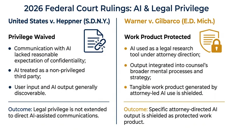 Federal courts reached opposite conclusions on the same day regarding AI and legal privilege.