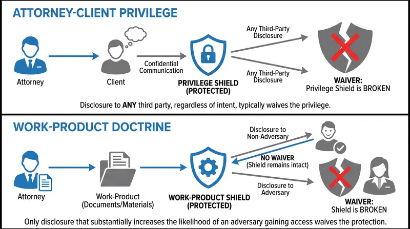 The mechanical differences between attorney-client privilege and the work-product doctrine dictate how AI tools are evaluated.