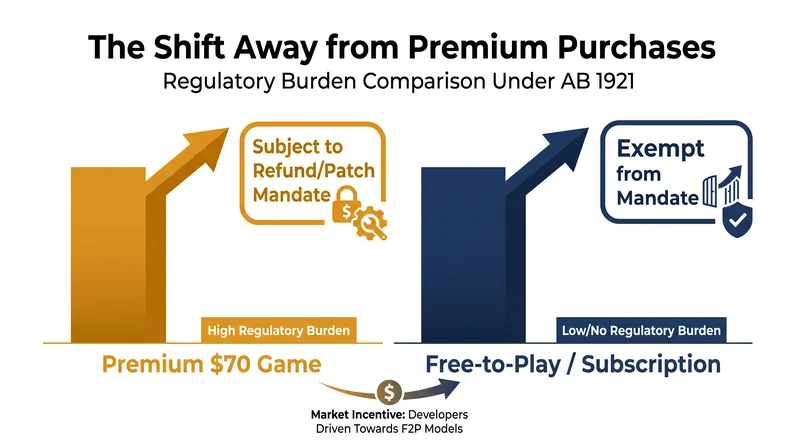 Because free-to-play and subscription games are exempt, the bill may inadvertently accelerate the death of the traditional premium purchase model.