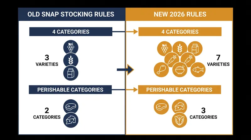The new USDA mandate more than doubles the distinct varieties of staple foods retailers must keep in stock.