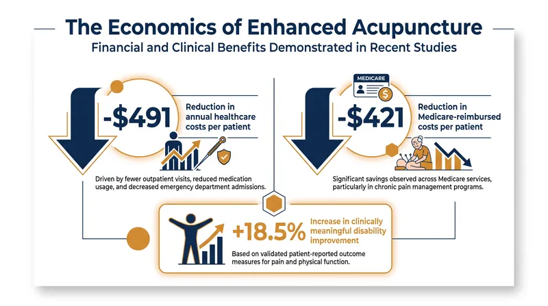Enhanced acupuncture courses reduce overall healthcare spending by decreasing the need for other medical interventions.