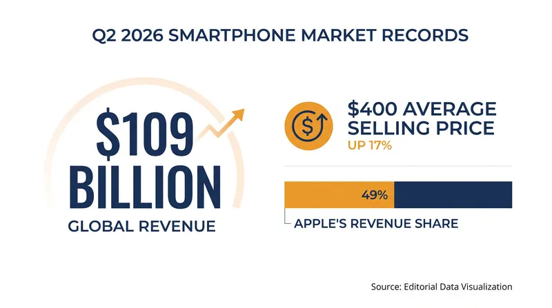 Despite shipping fewer units, the smartphone industry saw record-breaking revenue in Q2 2026.