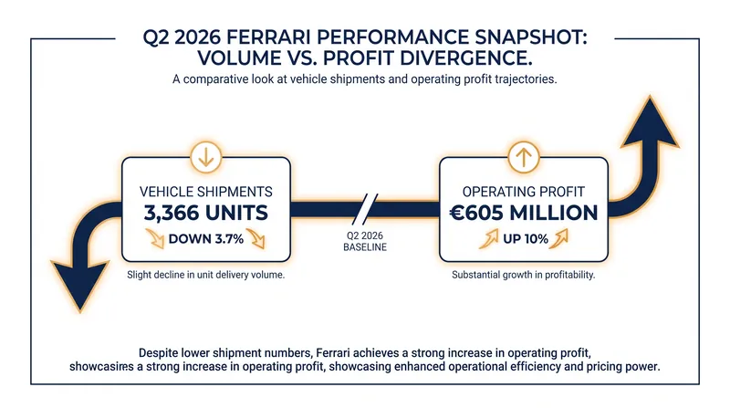 Ferrari's pricing-over-volume strategy resulted in a 10% jump in operating profit despite fewer cars delivered.
