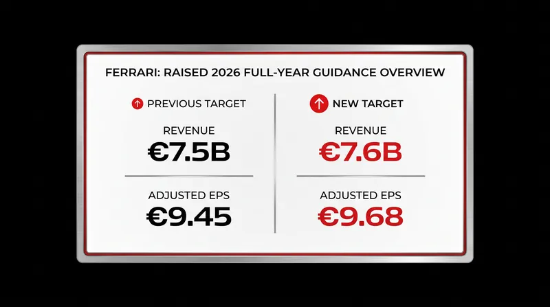 Ferrari raised its full-year 2026 guidance across all key financial metrics following the Q2 beat.
