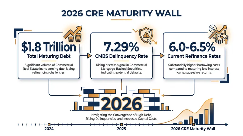 Key figures defining the 2026 commercial real estate refinancing wave.