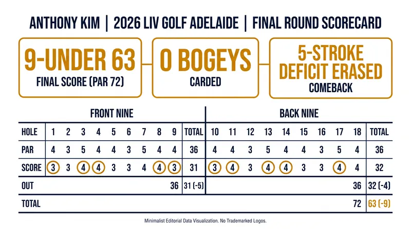 Kim's flawless final round in Adelaide secured a three-shot victory over Jon Rahm.