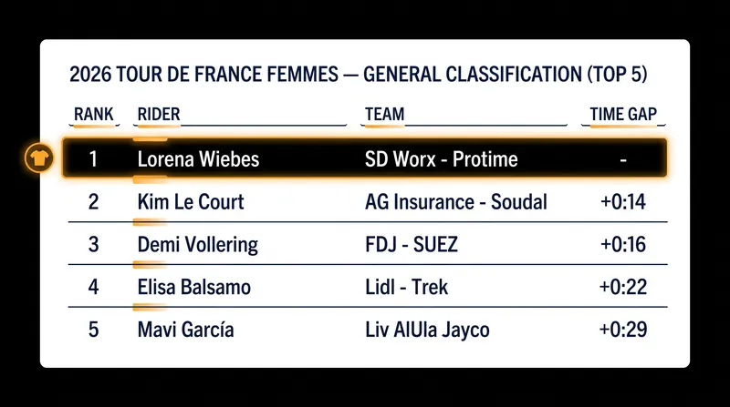 General Classification standings following Stage 2.