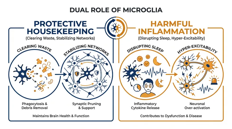 Microglia perform essential protective functions, meaning future therapies must calm the cells without eliminating them entirely.