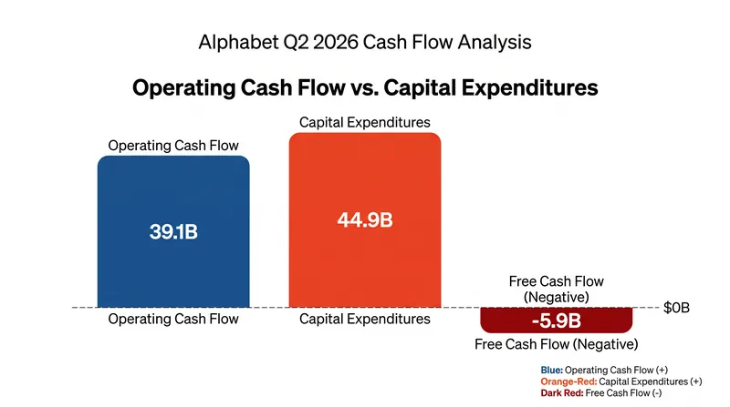 Alphabet's massive $44.9 billion quarterly capital expenditure pushed its free cash flow into negative territory.