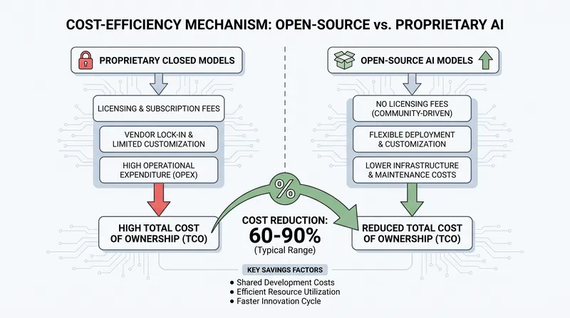 Aggressive pricing and efficient architectures allow open-source models to run at a fraction of the cost of proprietary systems.