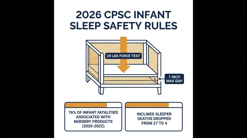 The 2026 updates introduce quantifiable force tests to eliminate entrapment gaps between mattresses and flexible sidewalls.