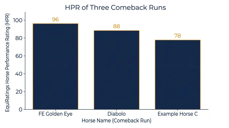 FE Golden Eye's return at TerraNova registered a massive 96 Horse Performance Rating, the strongest statistical comeback of the group.