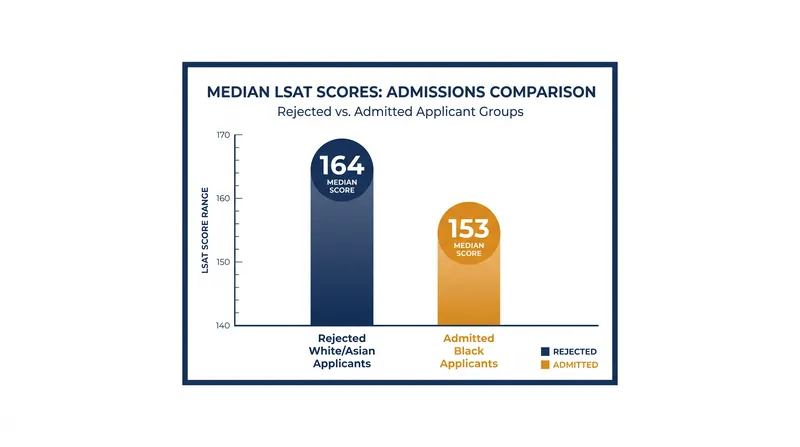 The DOJ cited disparities in median LSAT scores between admitted and rejected applicants as evidence of intentional discrimination.