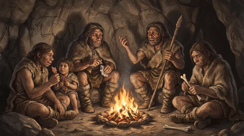 The complexity of Neanderthal material culture, including the creation of synthetic adhesives and tailored clothing, strongly implies the use of structured language.