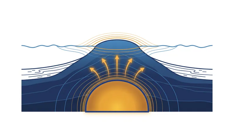 As magma fills the subterranean reservoir, the seafloor physically bulges upward in a process known as ground inflation.