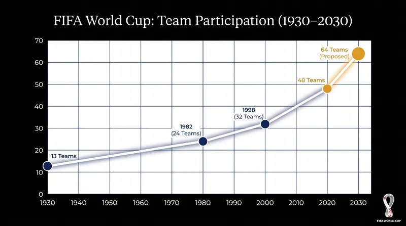 The steady century-long expansion of the World Cup field.