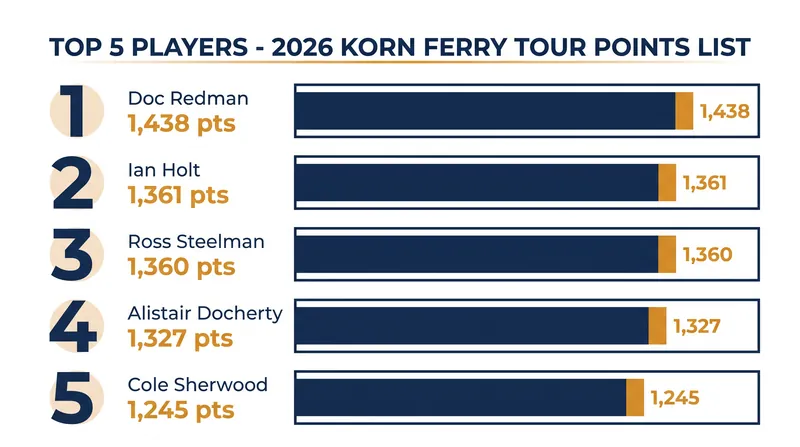 The top of the Korn Ferry Tour Points List heading into the Finals.