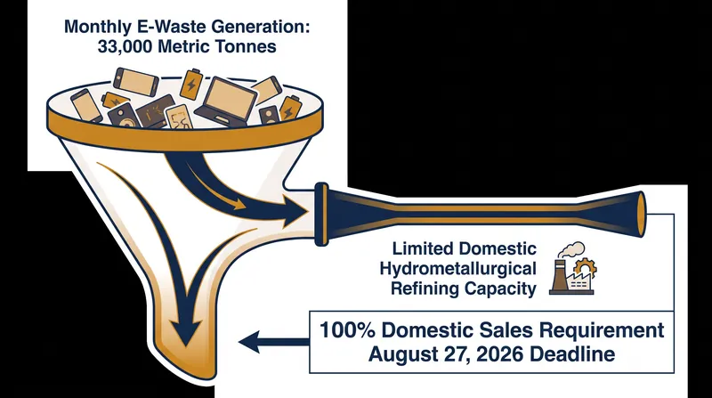 The new BIS rule traps high volumes of shredded battery scrap in a domestic market that currently lacks the refining capacity to process it.