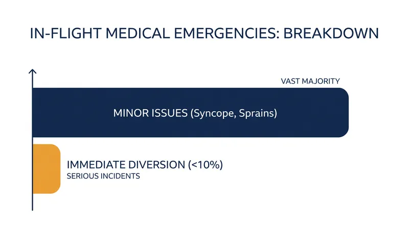 A Duke University study of 77,000 in-flight emergencies found that over 90 percent of incidents do not require urgent ground medical attention.