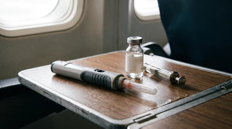 Patient advocates argue that drawing medication from a glass vial during turbulence is dangerous, pushing for mandated auto-injectors.