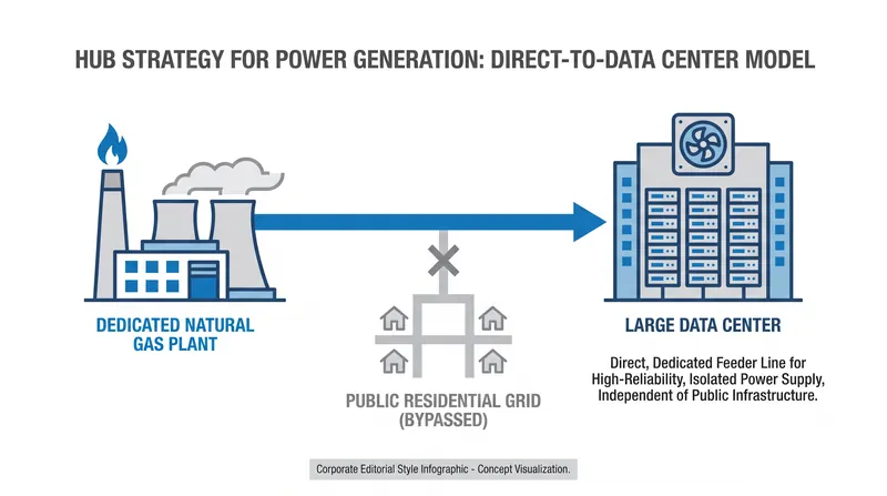 The hub strategy isolates massive industrial demand from the public grid to protect residential ratepayers.